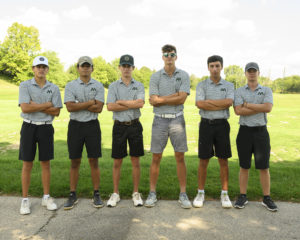The 2022 Moraine Valley Community College golf team, from left, Ben King, Dan Davila, Anthony Bestrick, Caden Carr, David Prim and Tommy Schaaf.